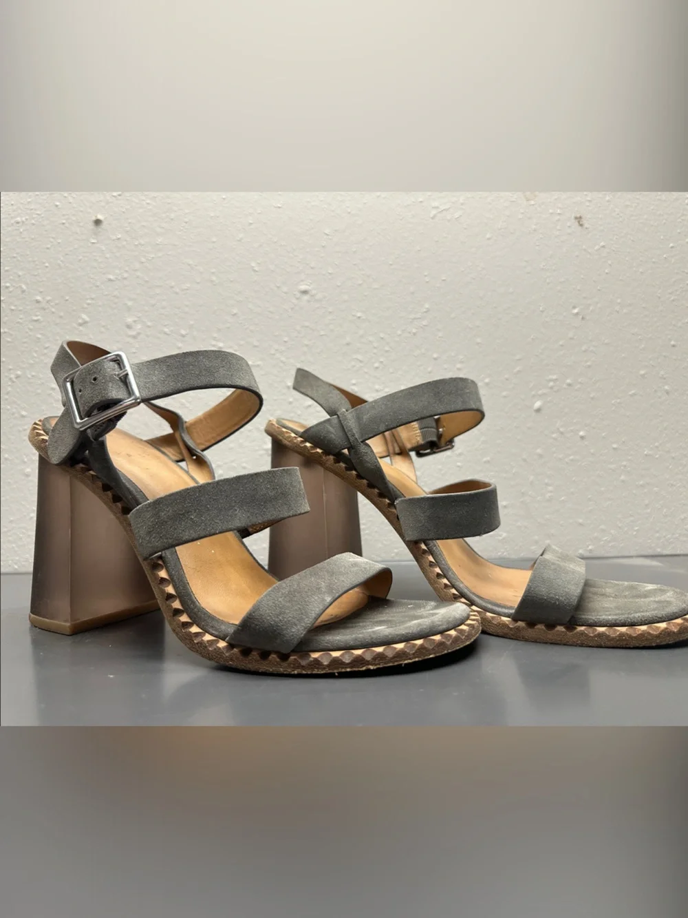 Marc Jacobs strappy block heel sandals Women's Gray heels